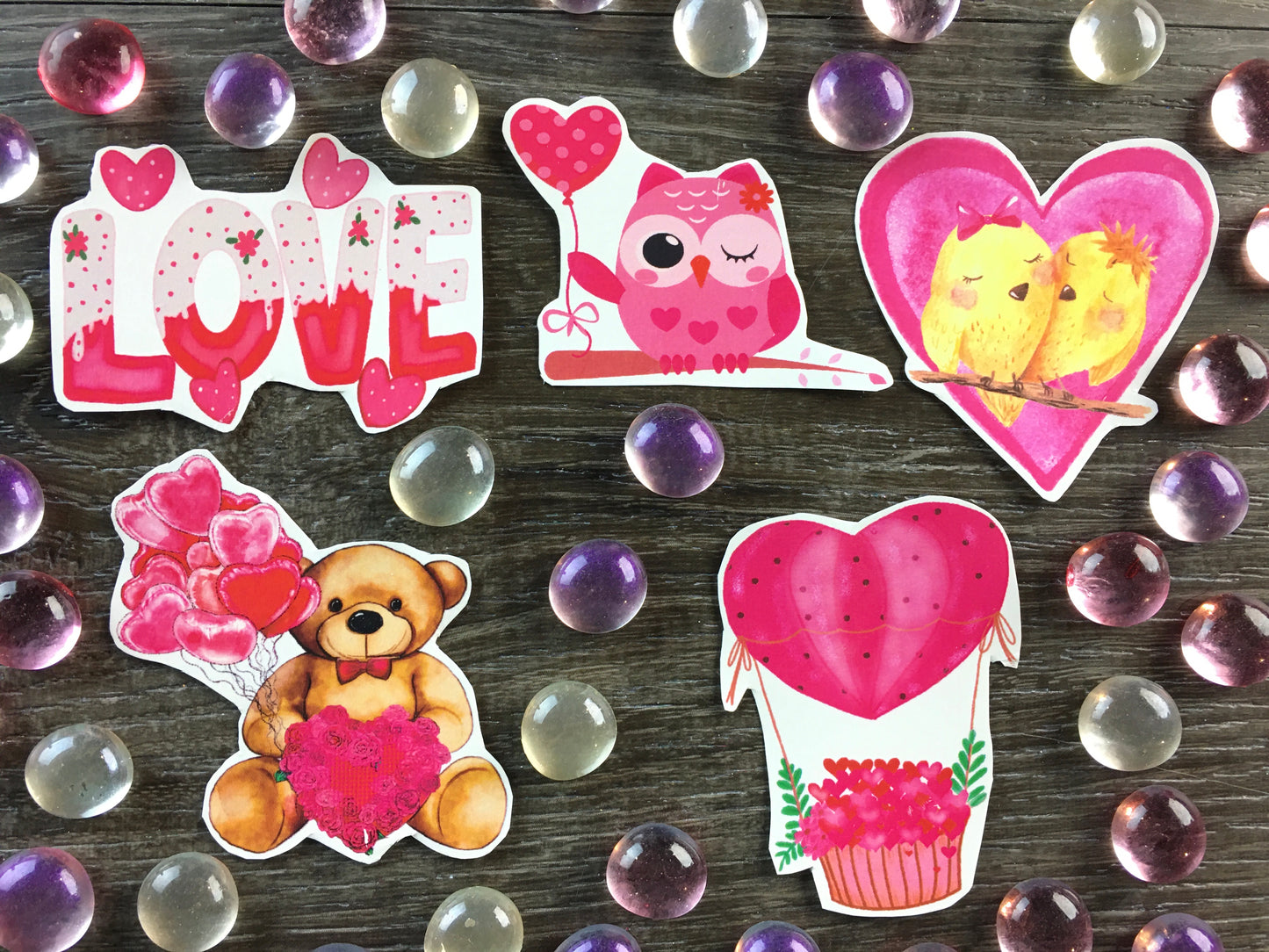 Set #1: A set of 5 Valentines Waterslide Decals #2