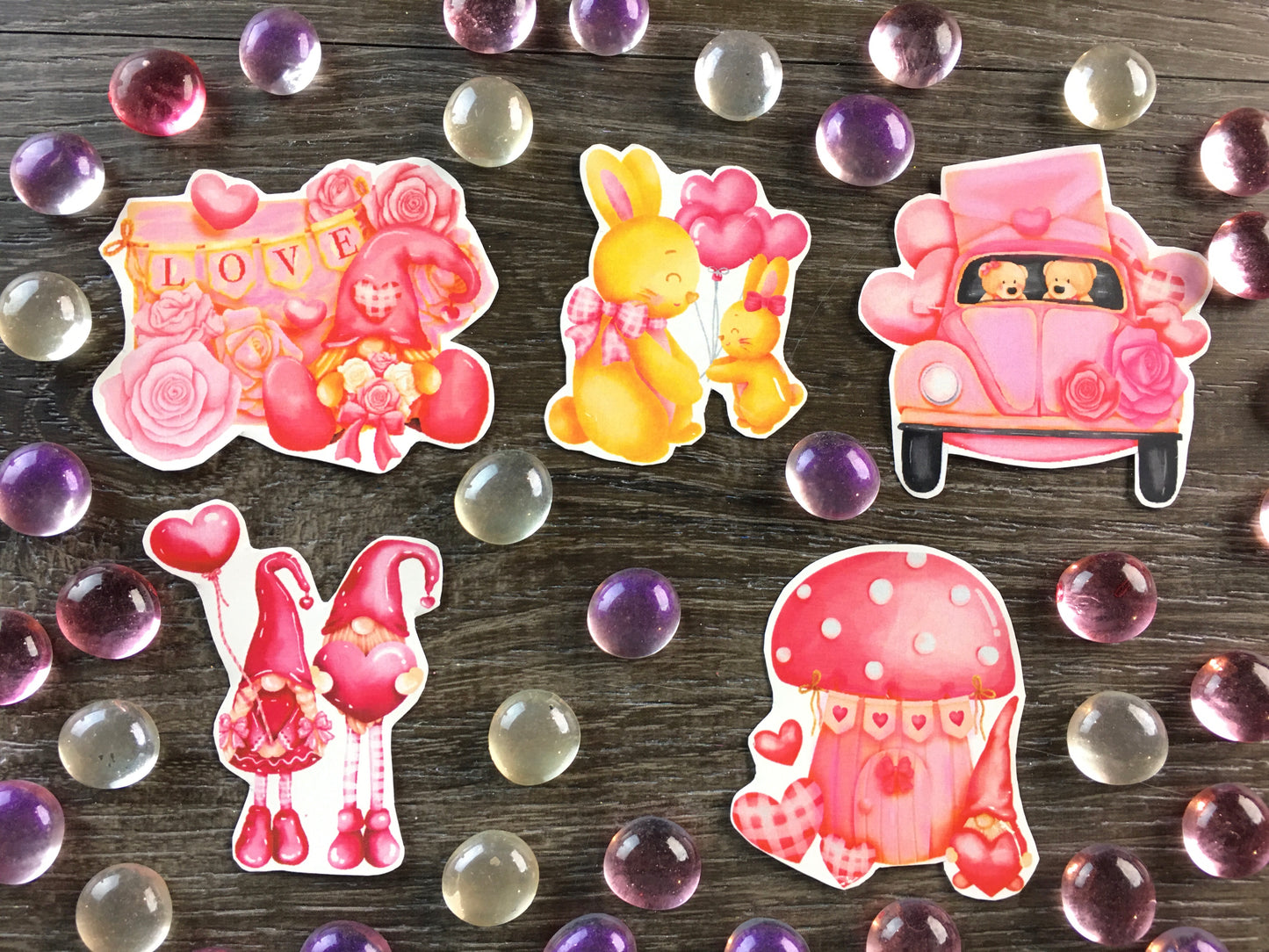 Set #1: A set of 5 Valentines Waterslide Decals #2