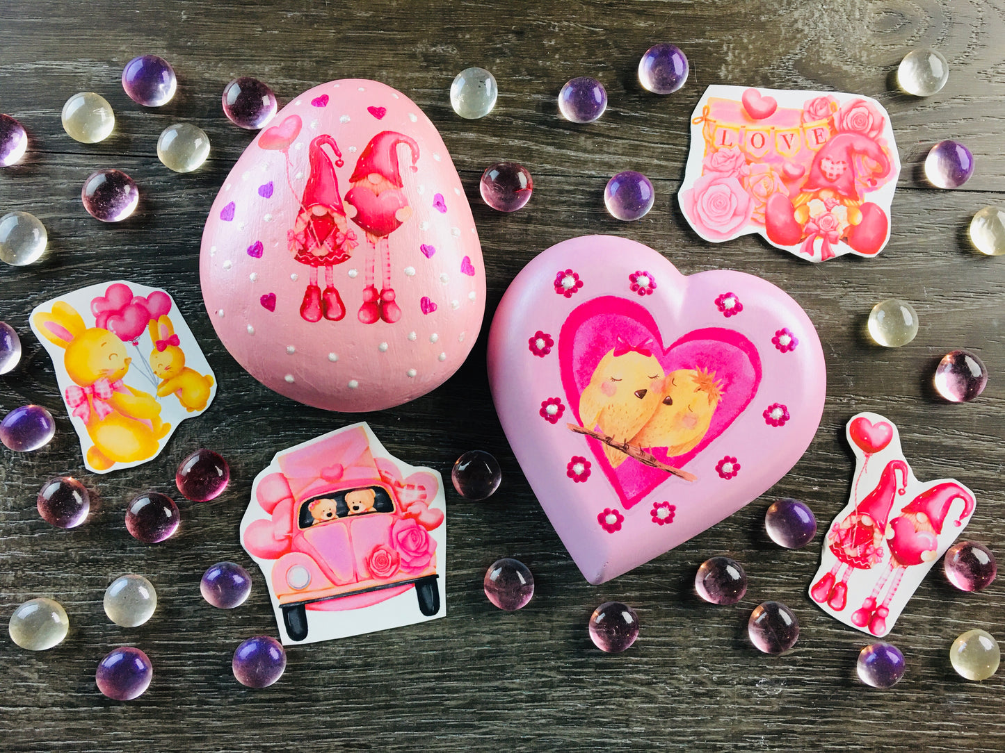 Set #1: A set of 5 Valentines Waterslide Decals #2