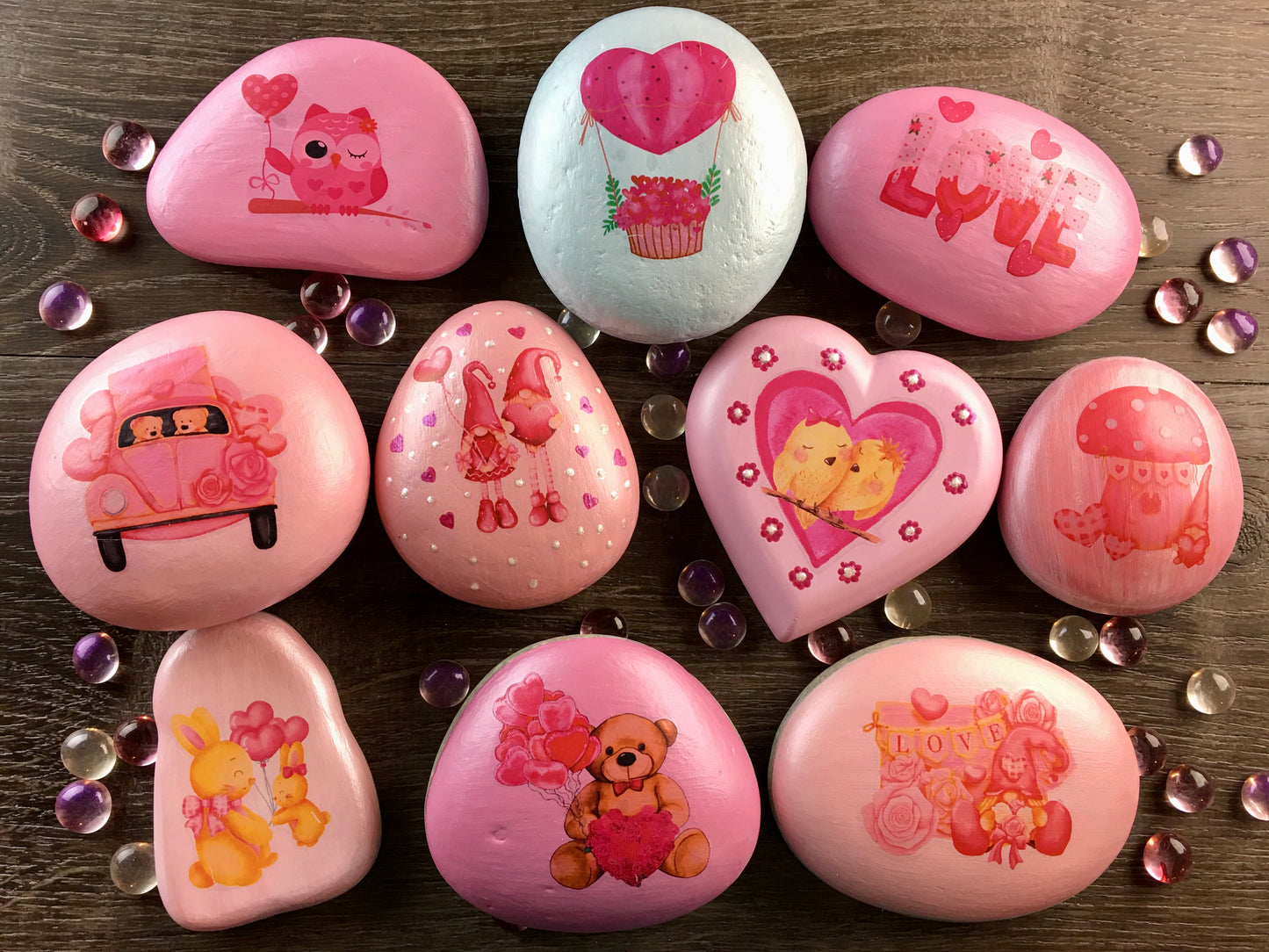 Set #1: A set of 5 Valentines Waterslide Decals #2