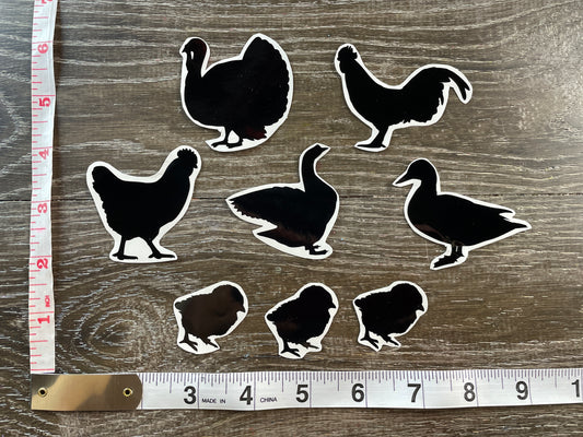 Set #26-A set of 8 Farm Bird Silhouette Vinyl Decals