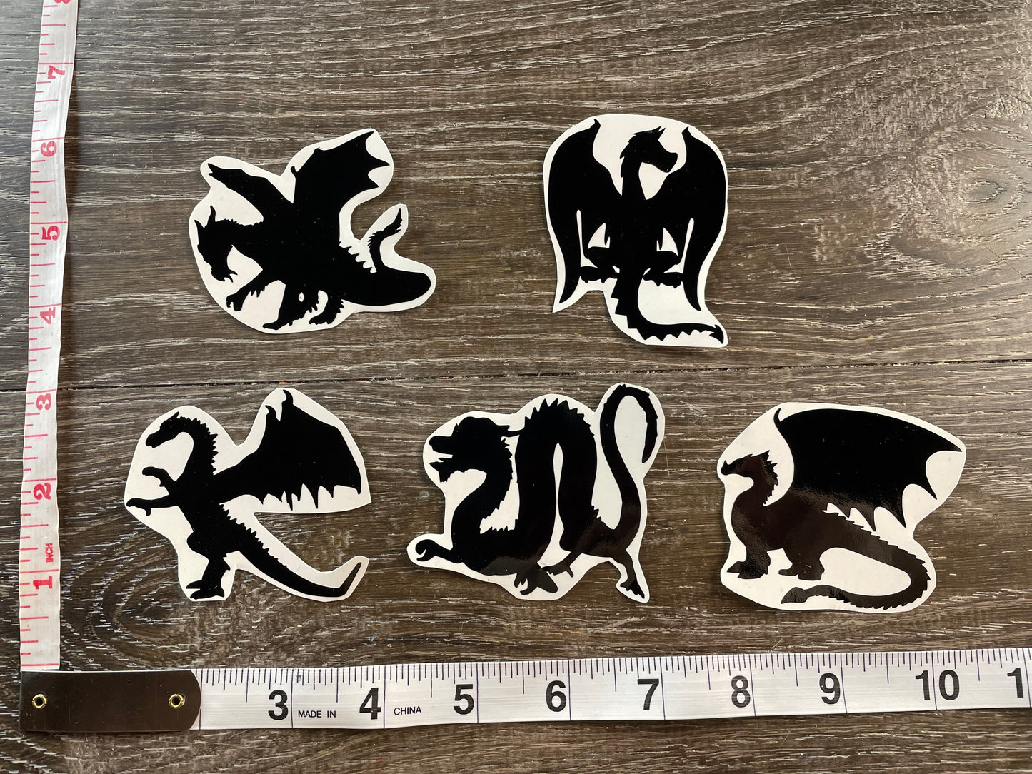 Set #24-A set of 5 Dragon Silhouette Vinyl Decals