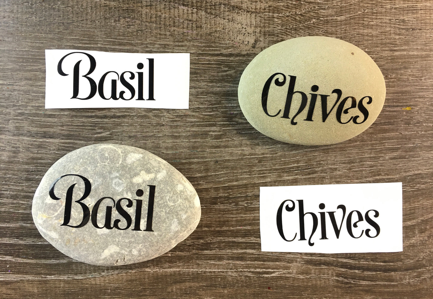 Set #8: Garden Rocks - A set of ten vinyl decals for mugs, glass, coasters, garden rocks and painted rocks