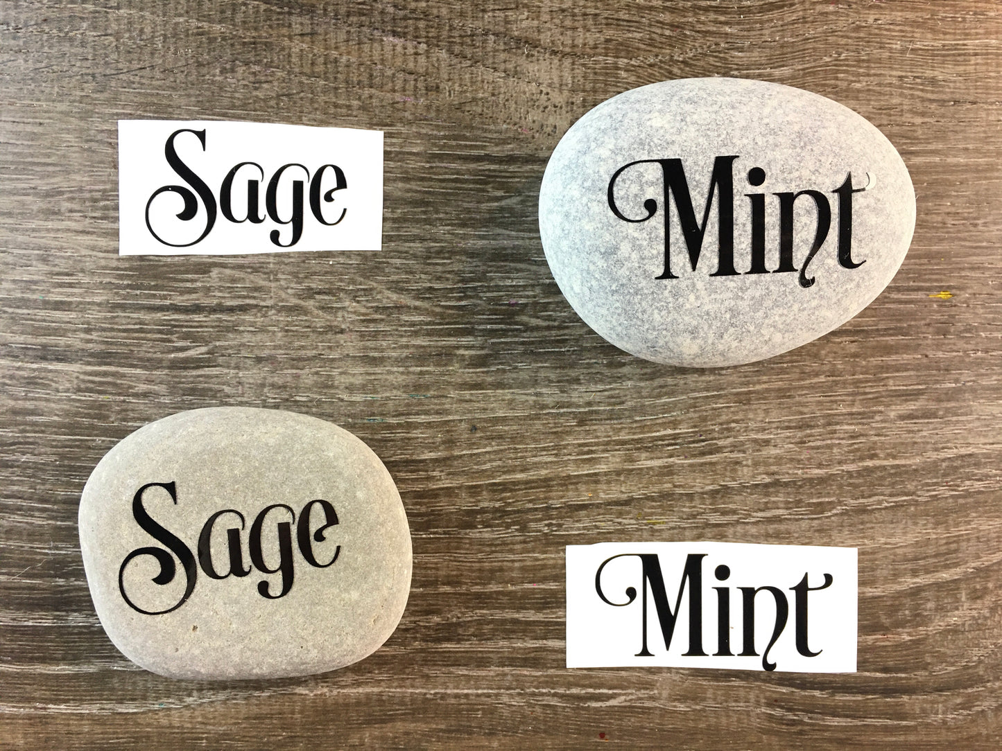 Set #8: Garden Rocks - A set of ten vinyl decals for mugs, glass, coasters, garden rocks and painted rocks