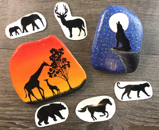 Set #18-A set of 7 Animal Silhouette Vinyl Decals